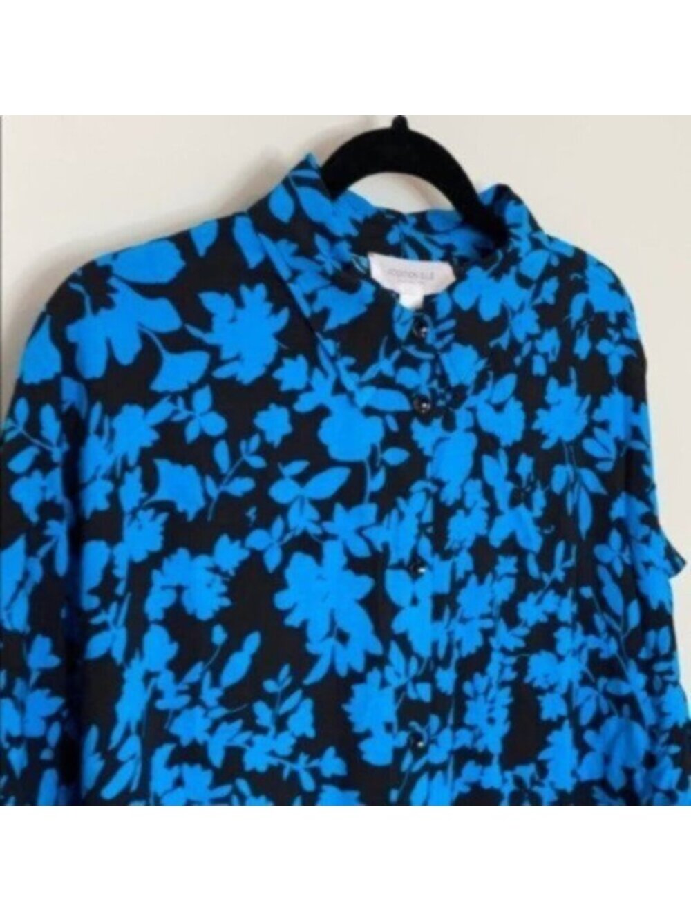Addition Elle Women Blue/Black Maxi floral Printed Shirt Dress Plus Size 16 NWT